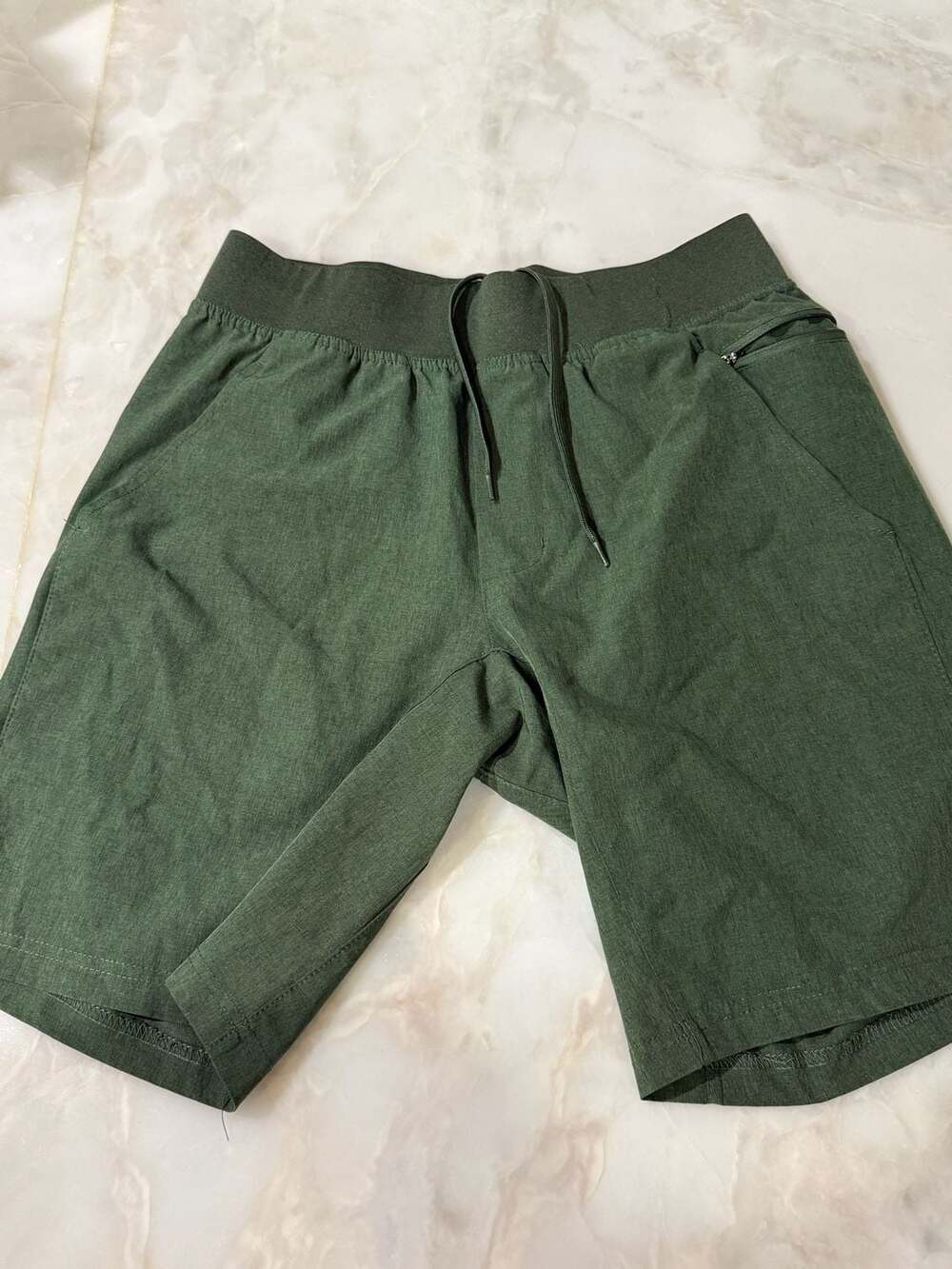 Perry Ellis Sport Performance Shorts S CH Green Drawstring Zip Pocket